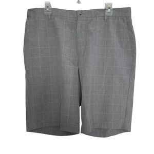 Dockers Men's Size 36 Gray White Check Flat Front Casual Golf Shorts